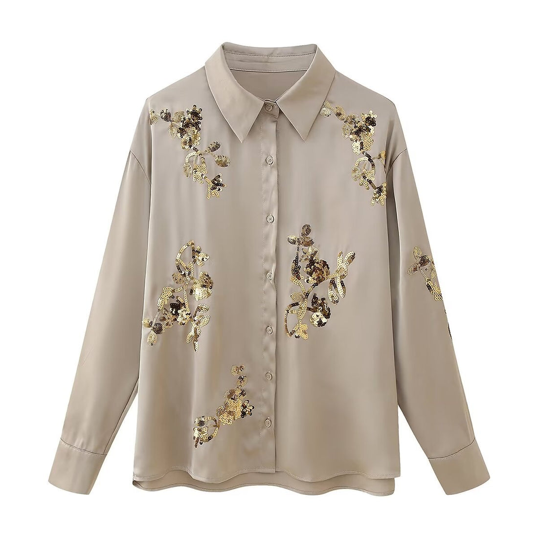 Sequin Embroidered Casual Shirt Pants Set DP25E622