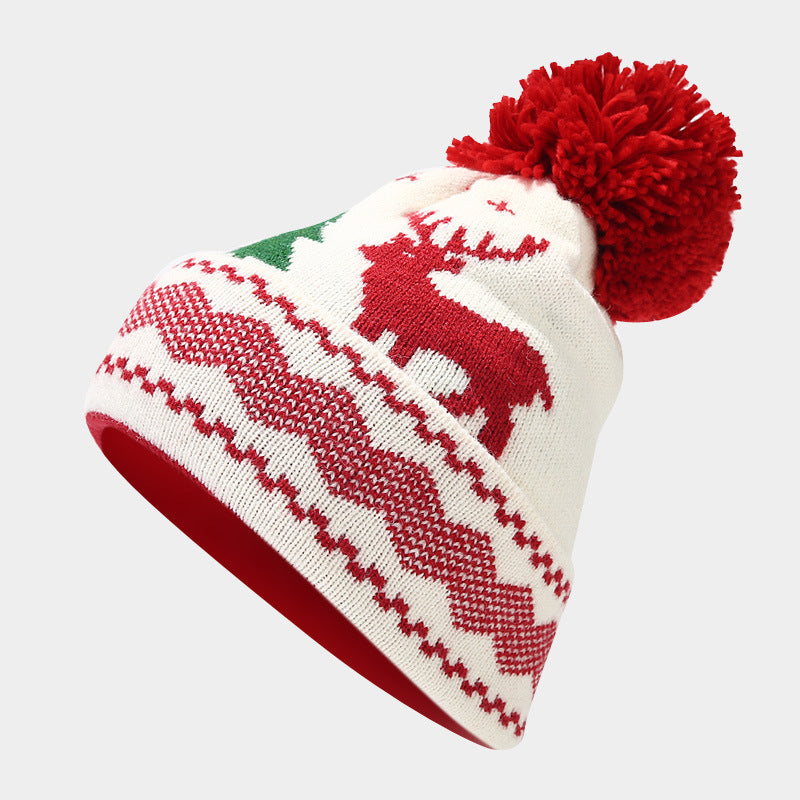 3PCS Christmas Moose Jacquard Hat & Scarf Sets DPHS0343