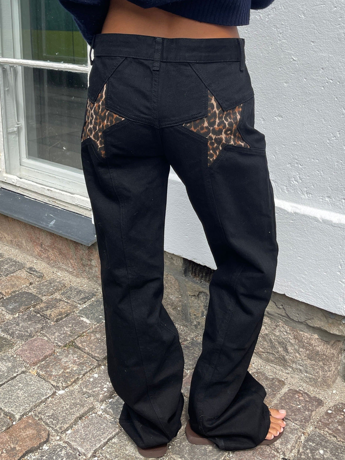 Trendy Color Contrast Splicing Star Denim Pants DP25G688