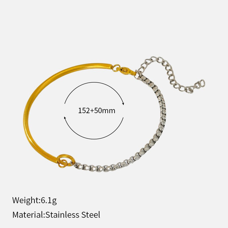 Minimalist Cubic Zirconia Gold Plated Chain Bracelet 6W6JBR522