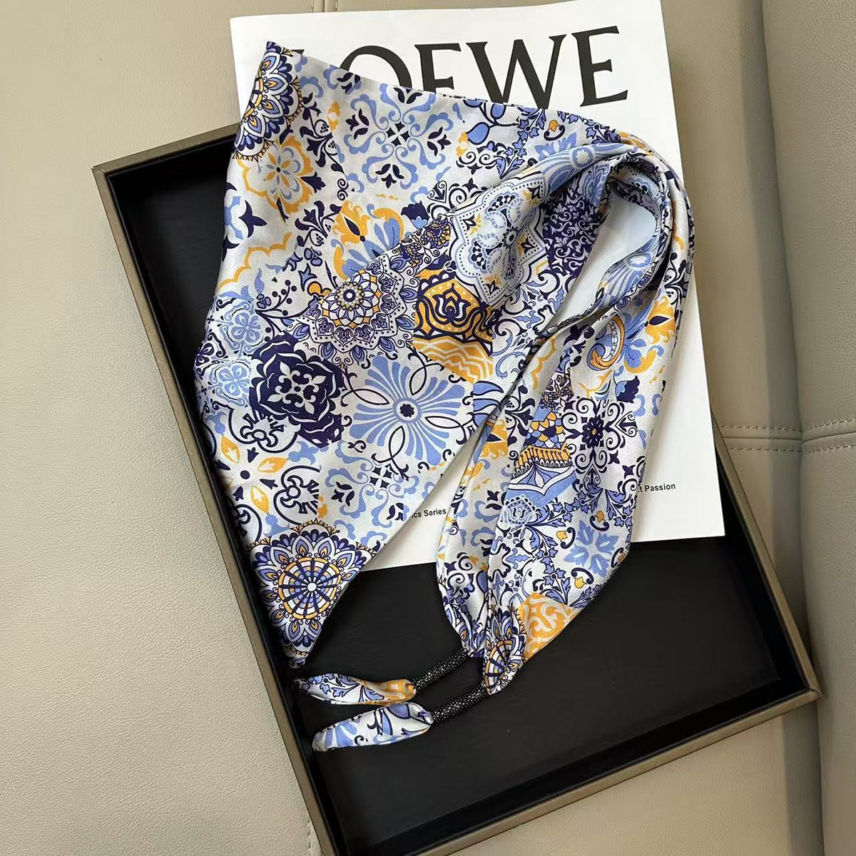 Cashew Print Silk Scarf - DippedShop Wholesale - #3059
