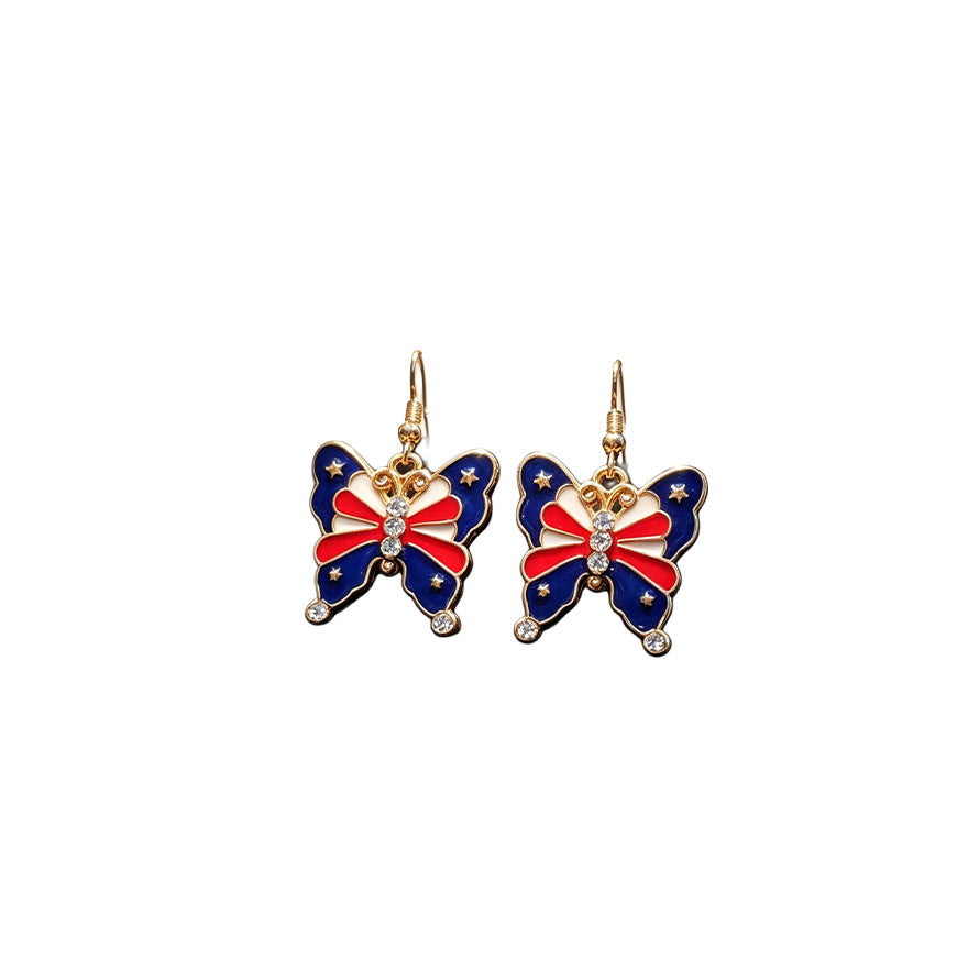 Retro Butterfly Pendant Rhinestones Hook Earring 8ZA6JER194L
