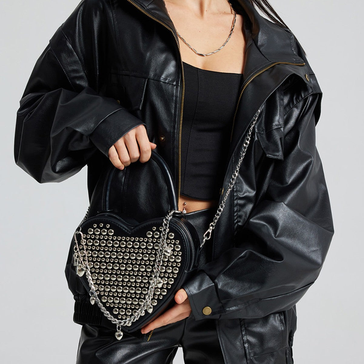 Punk Studded Heart Handbag - DippedShop Wholesale - #4371