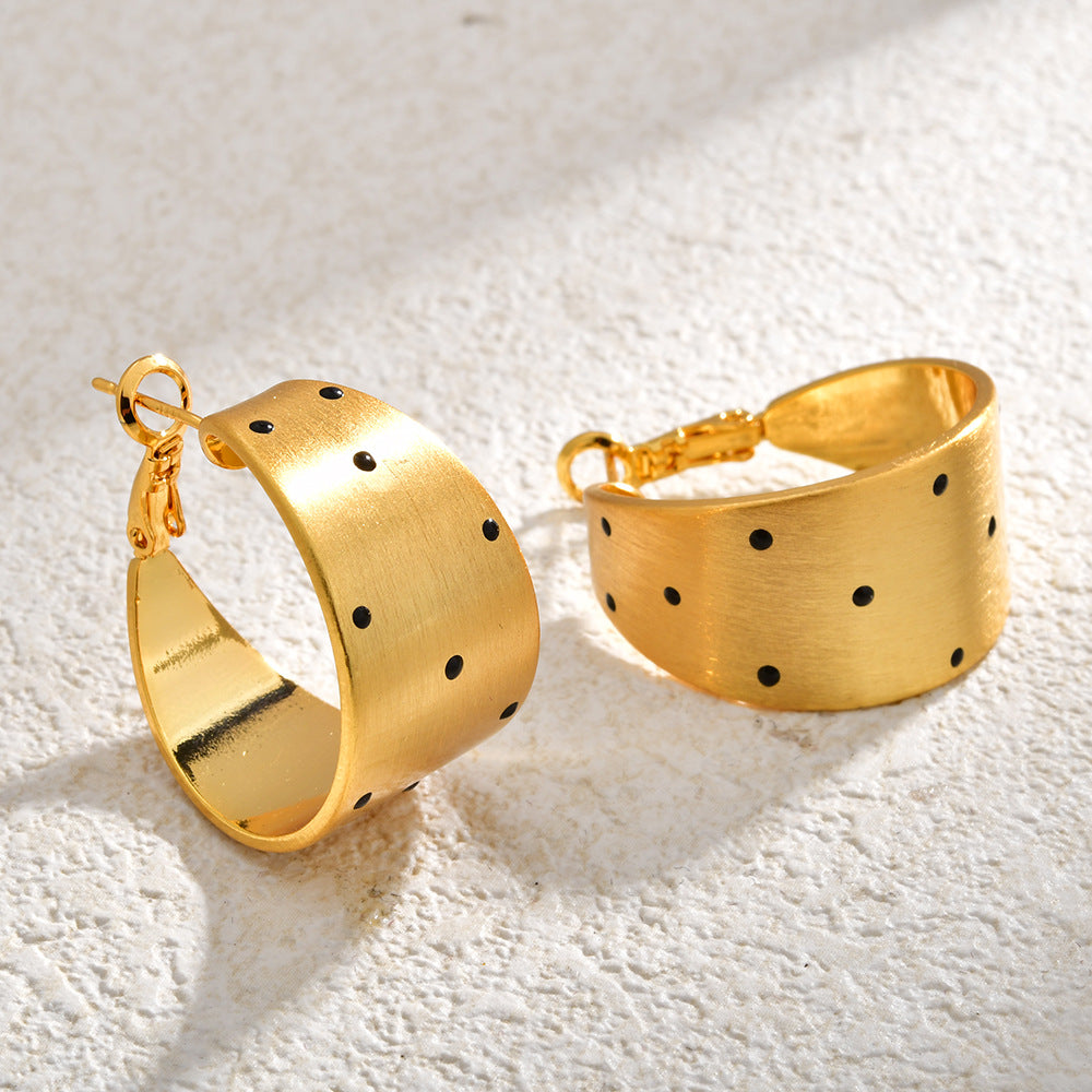 Retro Polka Dots C-Shape Hoop - DippedShop Wholesale - #6947