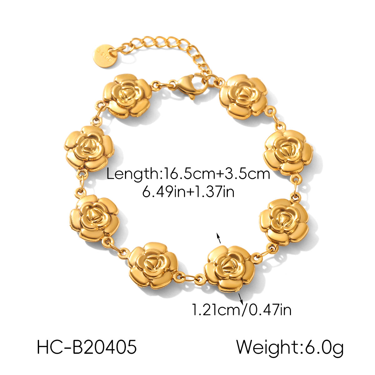 Fashion Gold Plated Rhinestone Flower Chain Bracelet 6W6JBR355