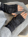 Long Faux Fur Fingerless Gloves - DippedShop Wholesale - #7667
