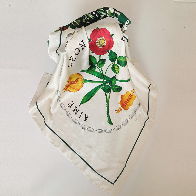 Flower Print Silk Scarf - DippedShop Wholesale - #0691