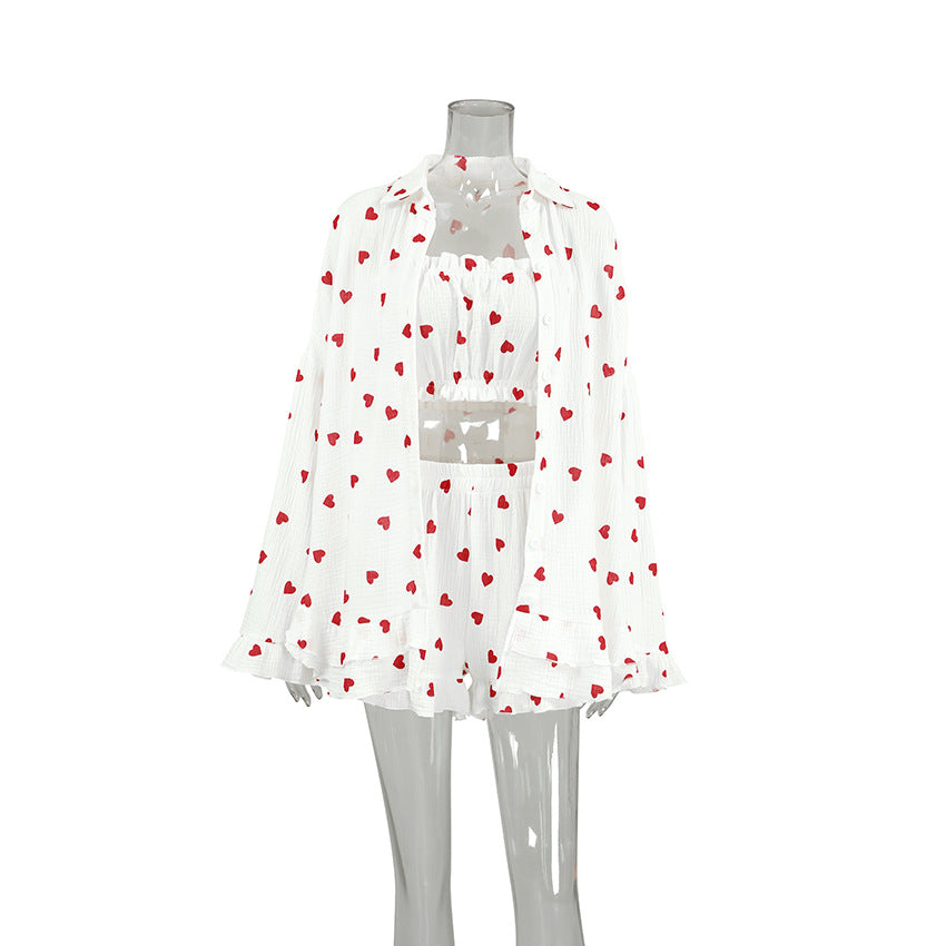 Love Print Flounce Sleepwear Set - DippedShop Wholesale - #0211