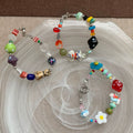Fashion Color Contrast Bead Flower Charm Bracelet 6W6JBR378