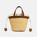 Simple Straw Woven Drawstring Bucket Beach Bag 6W10BBG2385