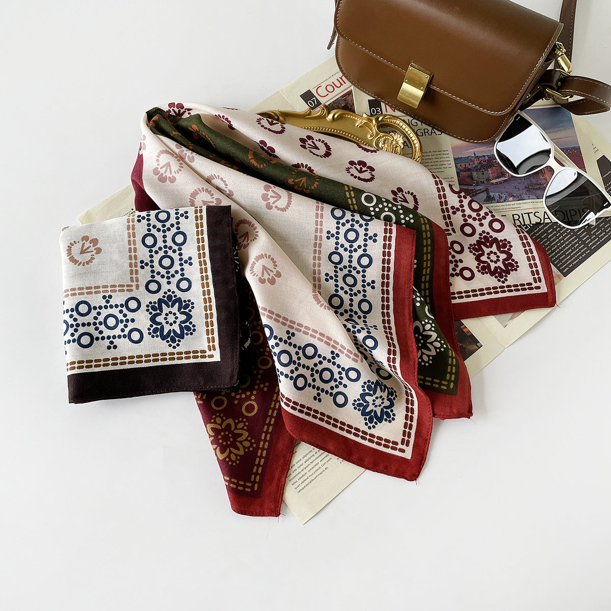 Bohe Style Patchwork Paisley Print  Square Scarf 6W6NSC243