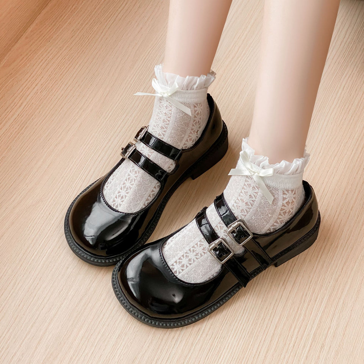 Lace Ruffle Bow Ankle Socks - DippedShop Wholesale - #2595