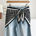 Minimalist Striped Cashew Waist Belt Silk Scarf MK2BLW6W6NSI70
