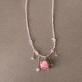 Vintage Pink Rose Flower Pearl Choker Necklace 6W6JNC385L