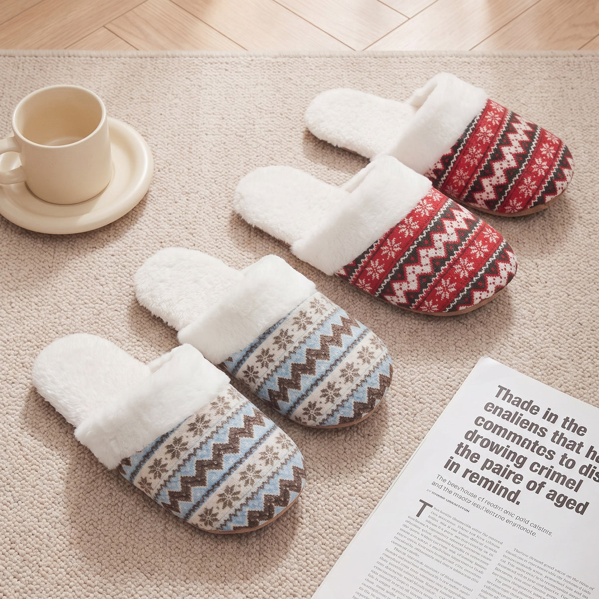 Winter Fluffy Plush Warm Non-Slip House Slippers 6W8FSP236
