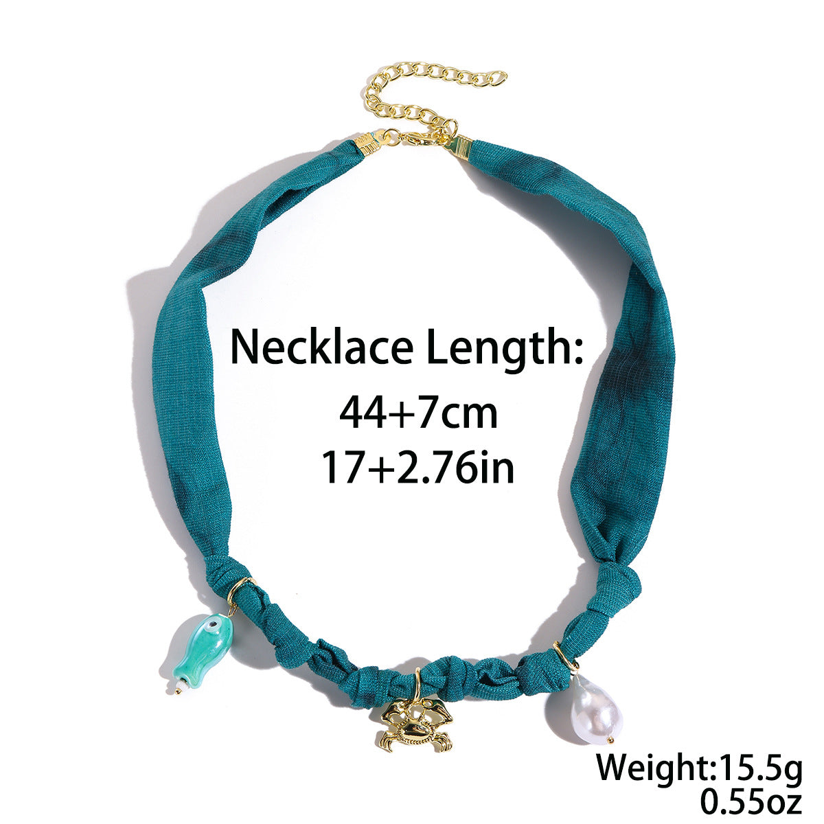 Elegant Shell Starfish Pendant Silk Scarf Necklace 6W6JNC1006