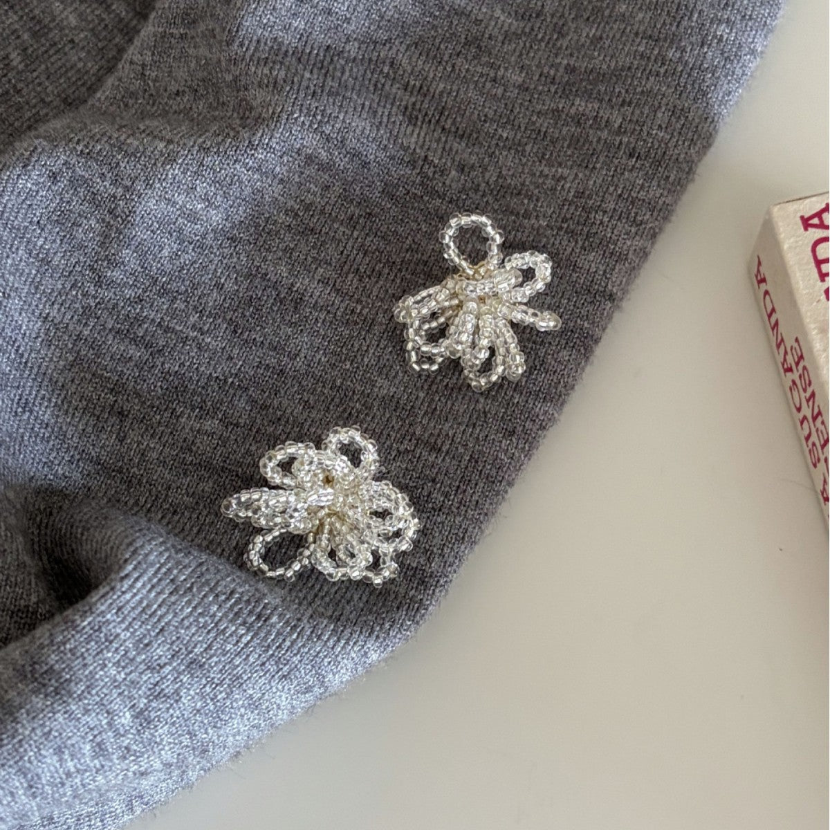 Beaded Chain Floral Stud Earrings - DippedShop Wholesale - #5939