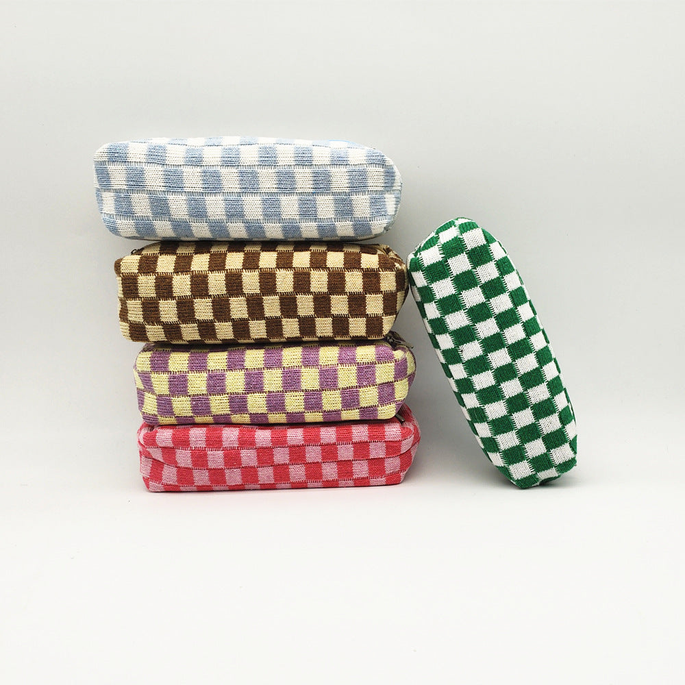 Simple Plaid Color Block Portable Pencil Pouch 6S10BOB1044
