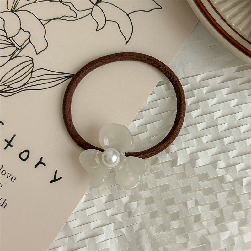 Vintage Flower Pearl Acetate Elastic Hair Tie MK2BW6W6HHT07