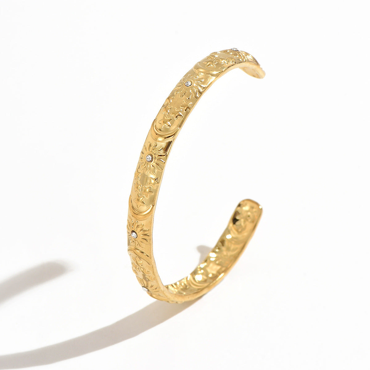 Trendy Gold Plated C-Shaped Open Bracelet 6W6JBR589