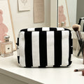 Simple Color Block Striped Corduroy Cosmetic Bag 6S5CO105