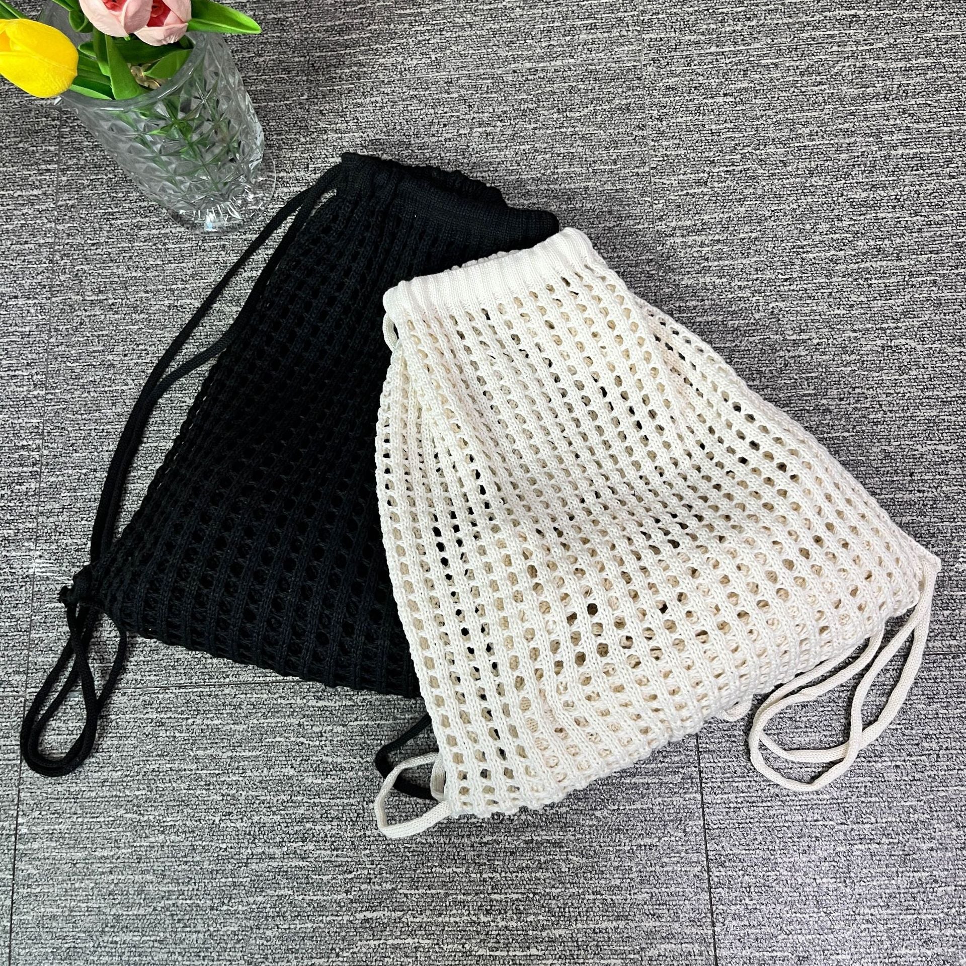 Simple Hollow Out Solid Color Drawstring Backpack 6W10BBG1774