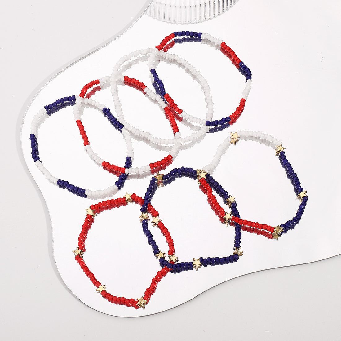 Simple Color Block Layered Beaded Bracelet DP25D531