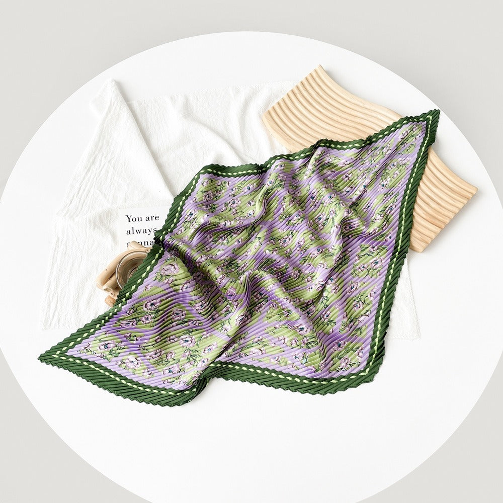 Pleated Floral Neckerchief Scarf - DippedShop Wholesale - #5715