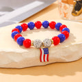 Stylish USA Flag Heart Pendants Beaded Bracelets 8ZA6JBR131T