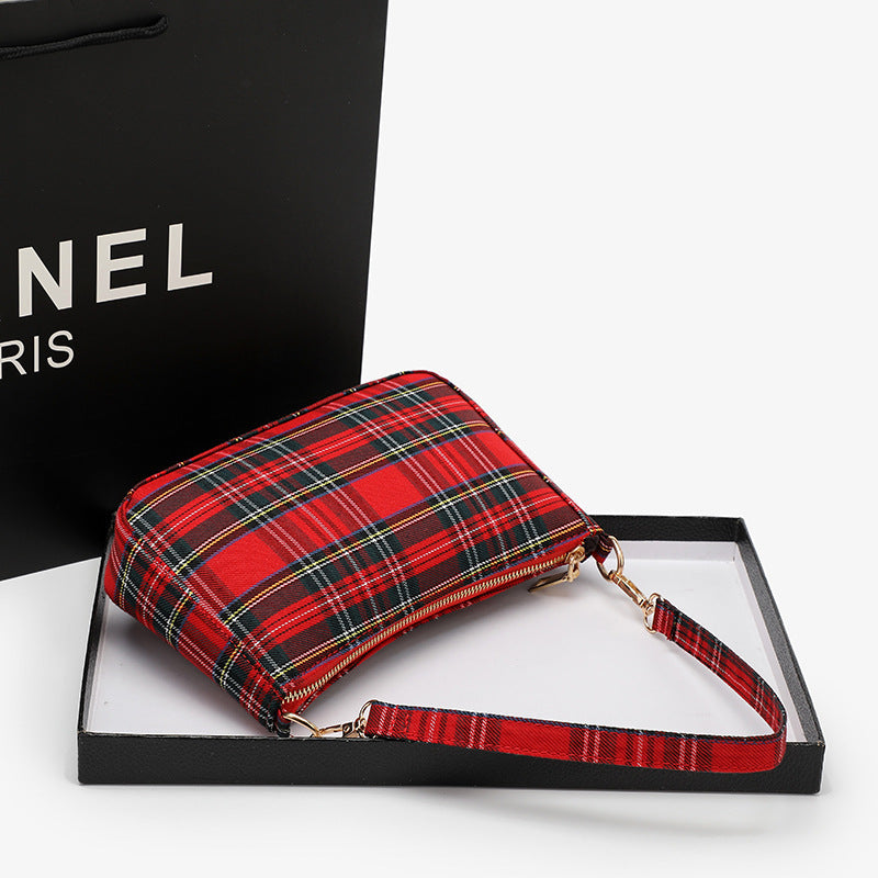 Casual Christmas Plaid Underarm Shoulder Bag 6W10BBG2209