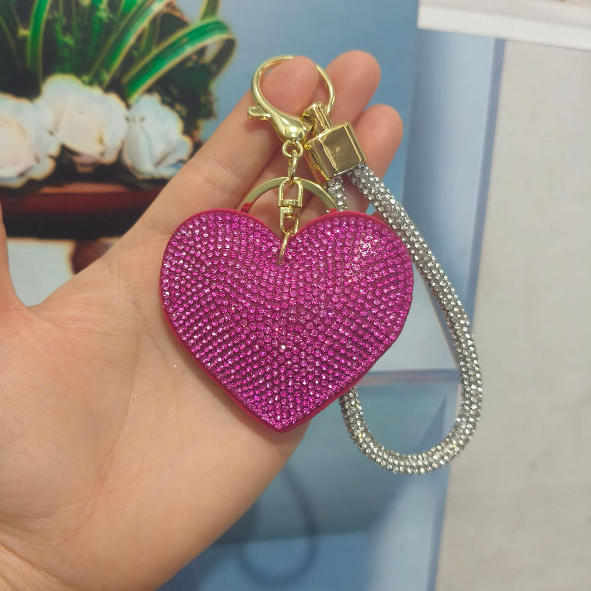 Rhinestone Heart Bag Charm - DippedShop Wholesale - #0339