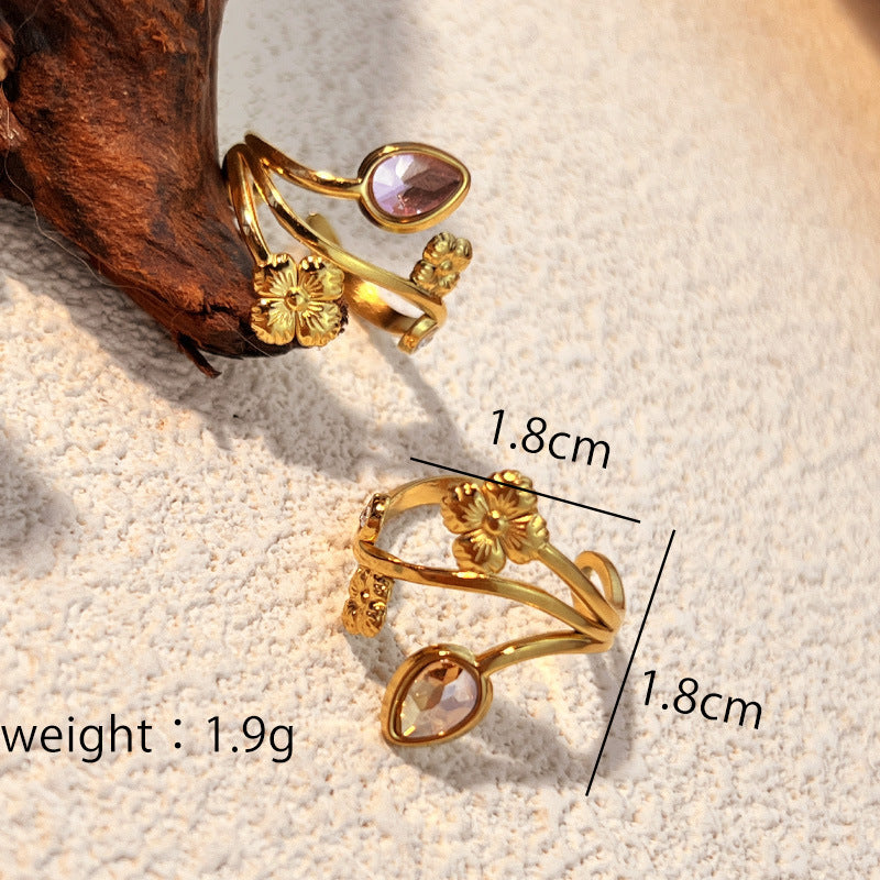 Retro Exaggerated Geometry Heart Ring 8ZA6JRG114T