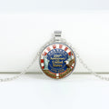 Retro USA Flag Pattern Round Pendant Chain Necklace 8ZA6JNC278T