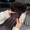 Rhinestone Plush Warm Gloves - DippedShop Wholesale - #9267