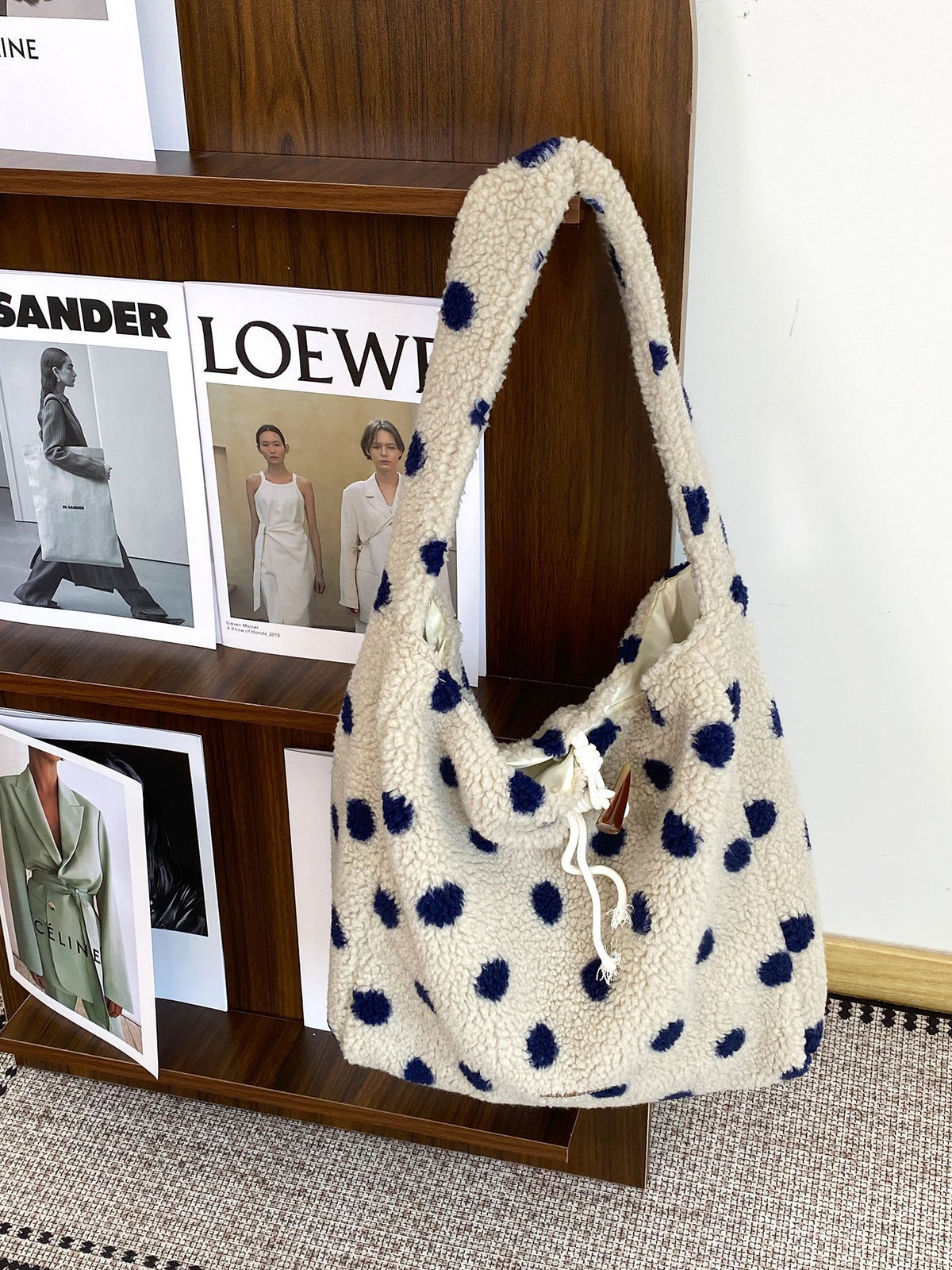 Plush Polka Dot Shoulder Bag - DippedShop Wholesale - #6147