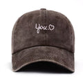 Vintage Washed Letter Heart Embroidery Baseball Cap MK2BW6W6HAT89