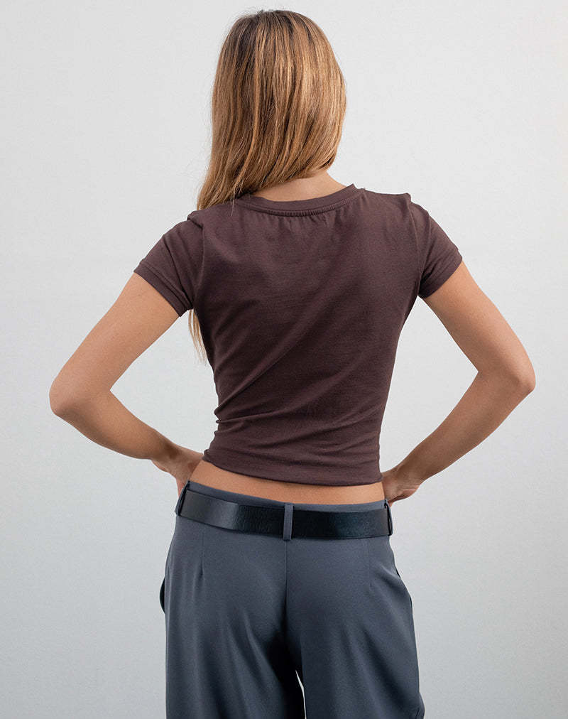 Letter Print Round Neck Slim Tops DP25C450