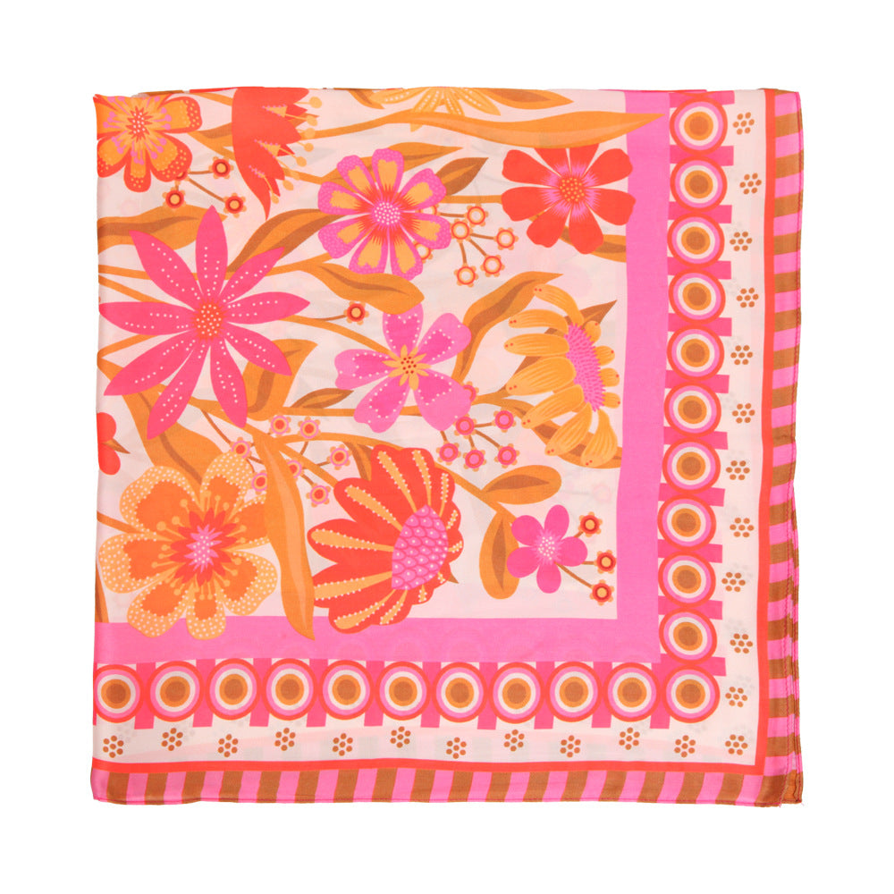 Floral Print Silk Scarf - DippedShop Wholesale - #7299