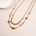 Double Layer Beaded Necklace - DippedShop Wholesale - #7907