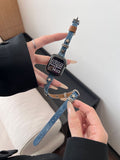 Tie-dyed Wash Denim Metal Star Watch Band 6W6JWA127