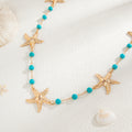 Boho Gold Plated Starfish Stone Link Waist Chain 8ZA6JBC73L