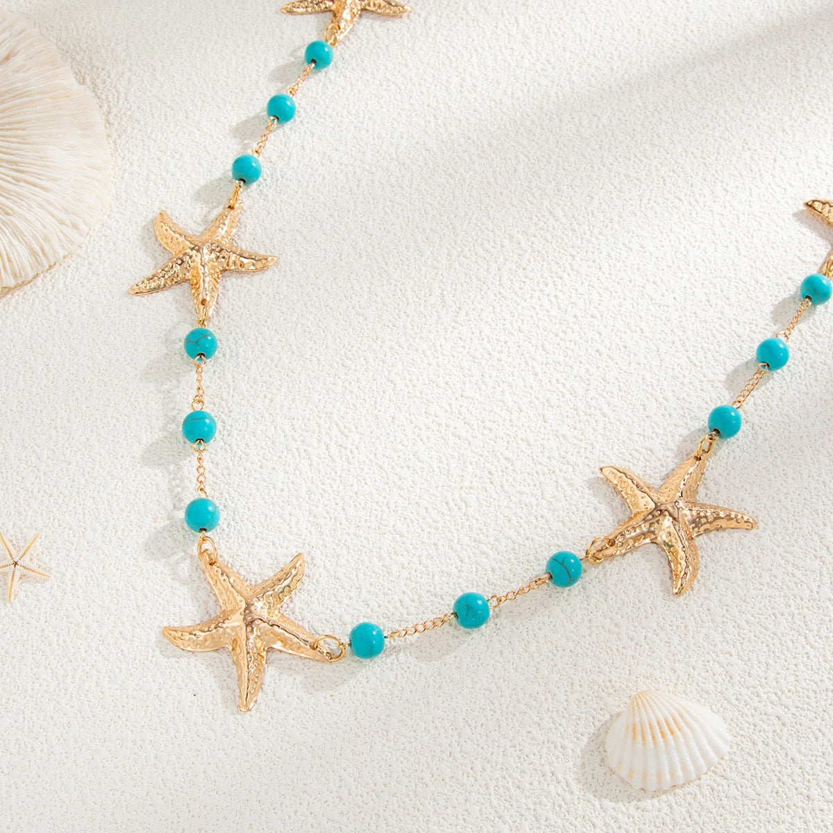 Boho Gold Plated Starfish Stone Link Waist Chain 8ZA6JBC73L