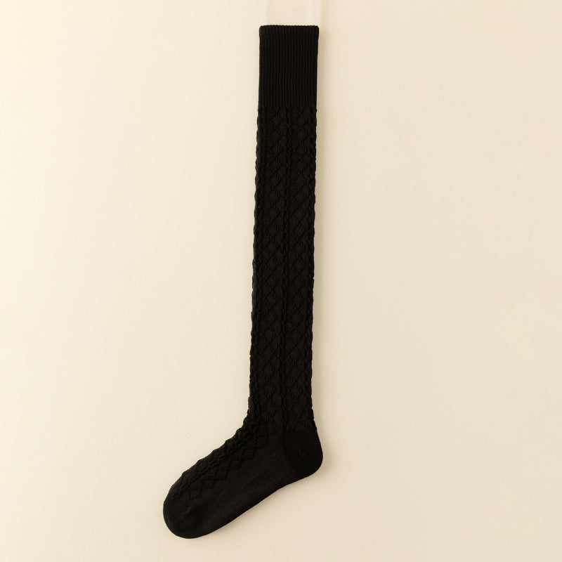 Cable Solid Color Knit Over Knee High Socks 6W8FSO892