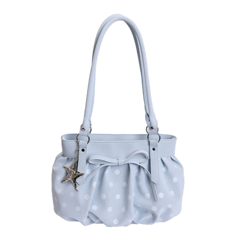 Fresh Polka Dots Bowknot Ruffled Underarm Bag 6W10BBG1381