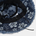 Trendy Floral Print Frayed Denim Bucket Hat MK2BW6W6HAT69