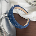 Retro Denim Star Rhinetone Fabric Wide Headband 6W6HBD291
