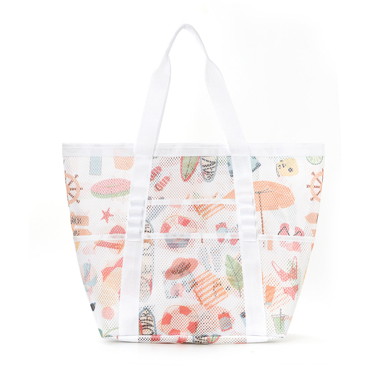 Simple Letter Print  Large Capacity Mesh Shoulder Bag 8BW6BOB89T