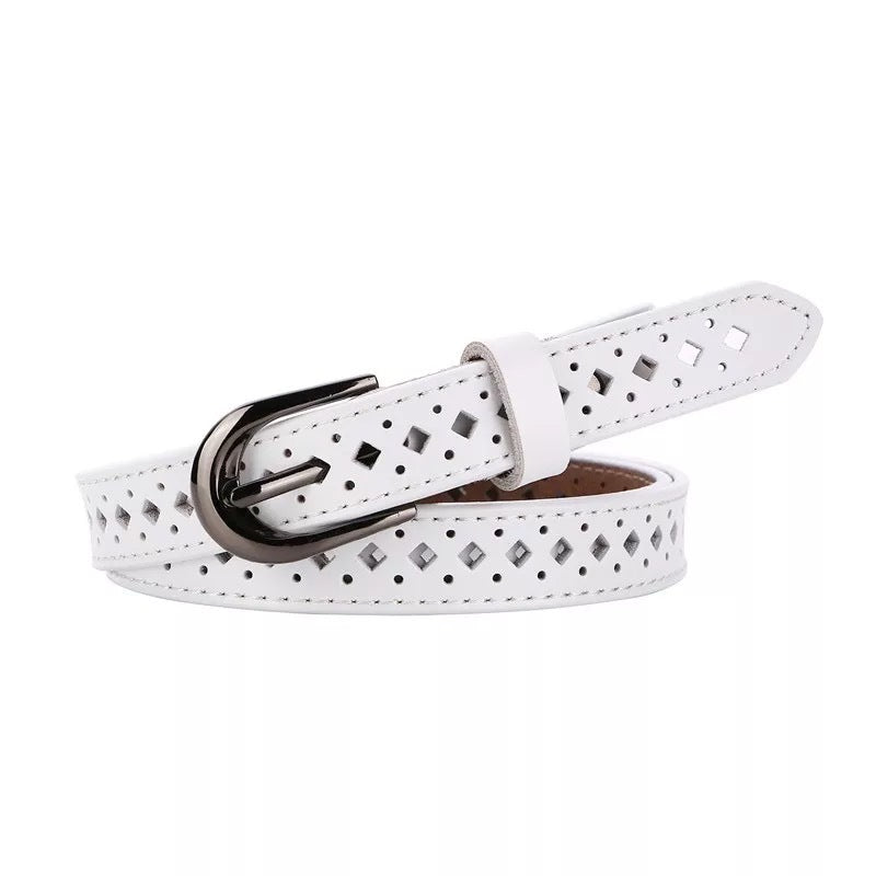 Trendy Hollow Out Solid Color Leather Belt 6W6JBT175