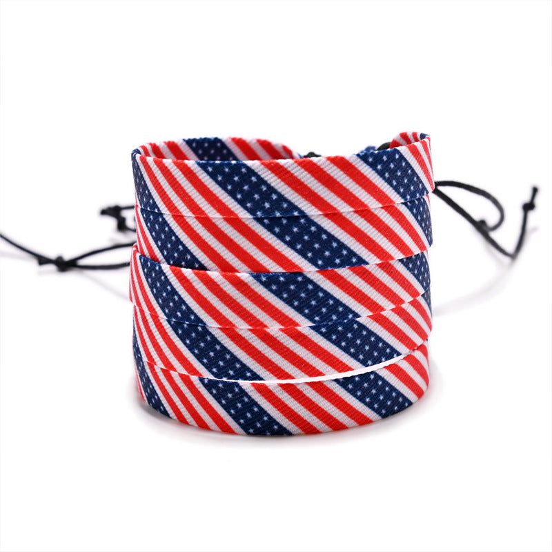 Stylish Hand Woven USA Flag Pattern Adjustable Bracelet 8ZA6JBR137T