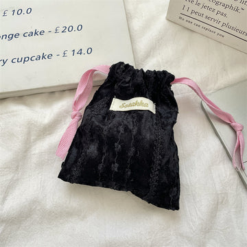 Simple Velvet Drawstring Mini Make Up Bag DP25A582